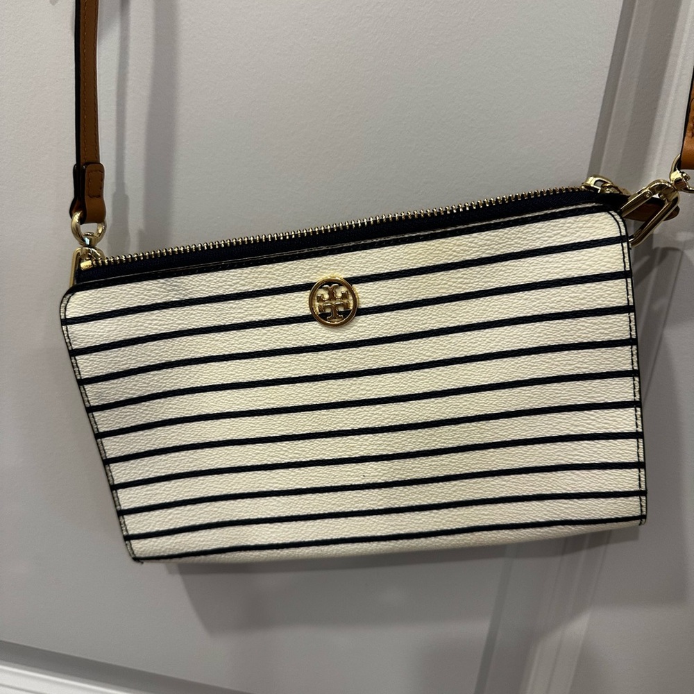 Tory Burch Black and White Striped Mini Bag